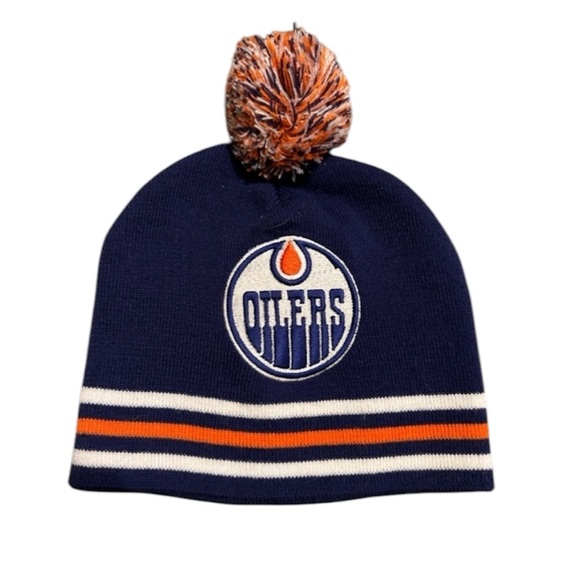 NHL Oilers knit cap one size blue and orange - Picture 1 of 4